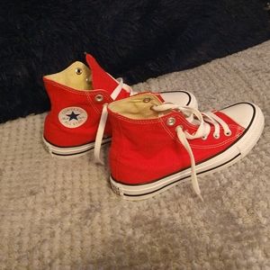 Converse red high top sneakers